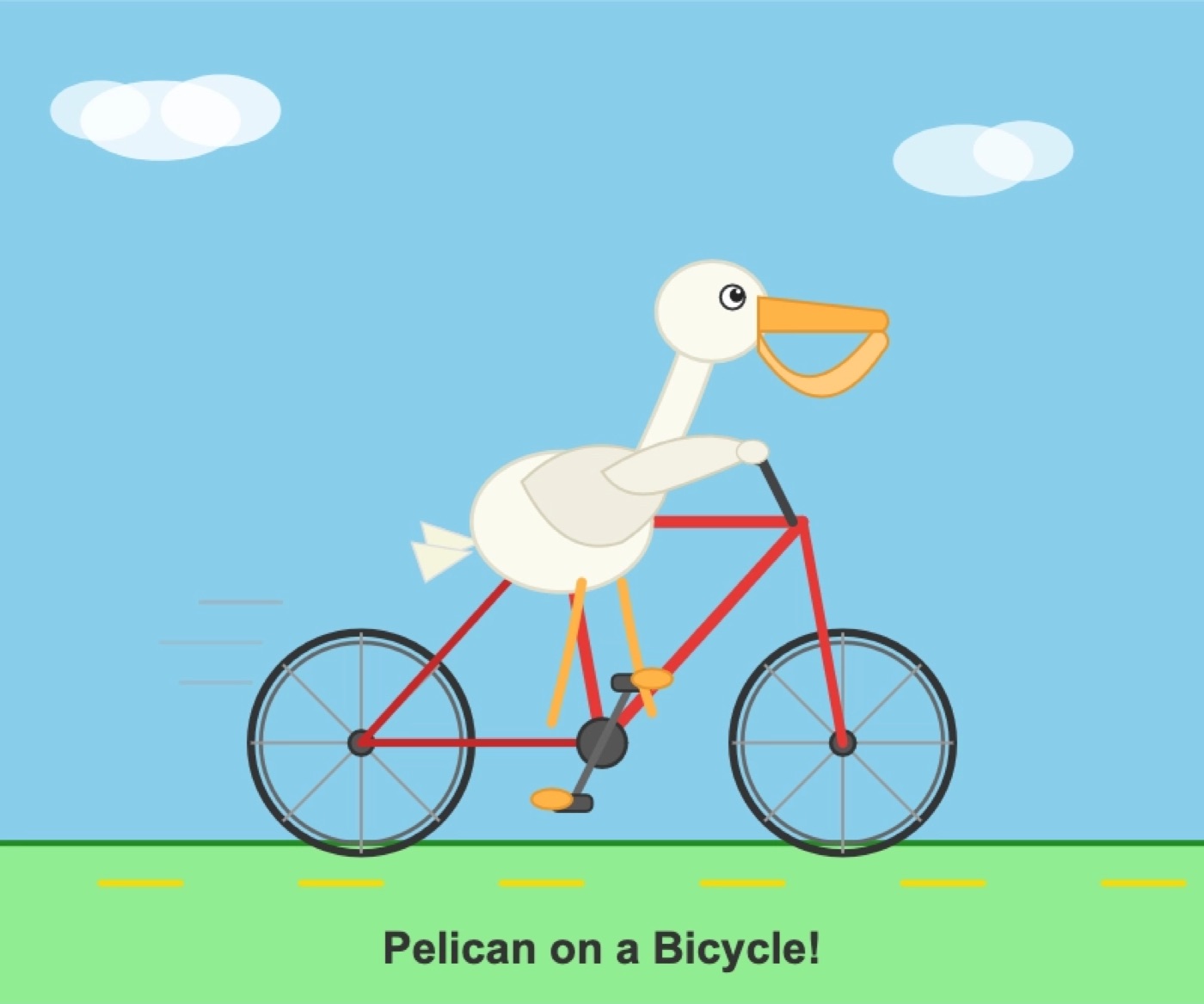 An AI-generated drawing of a pelican riding a bicycle