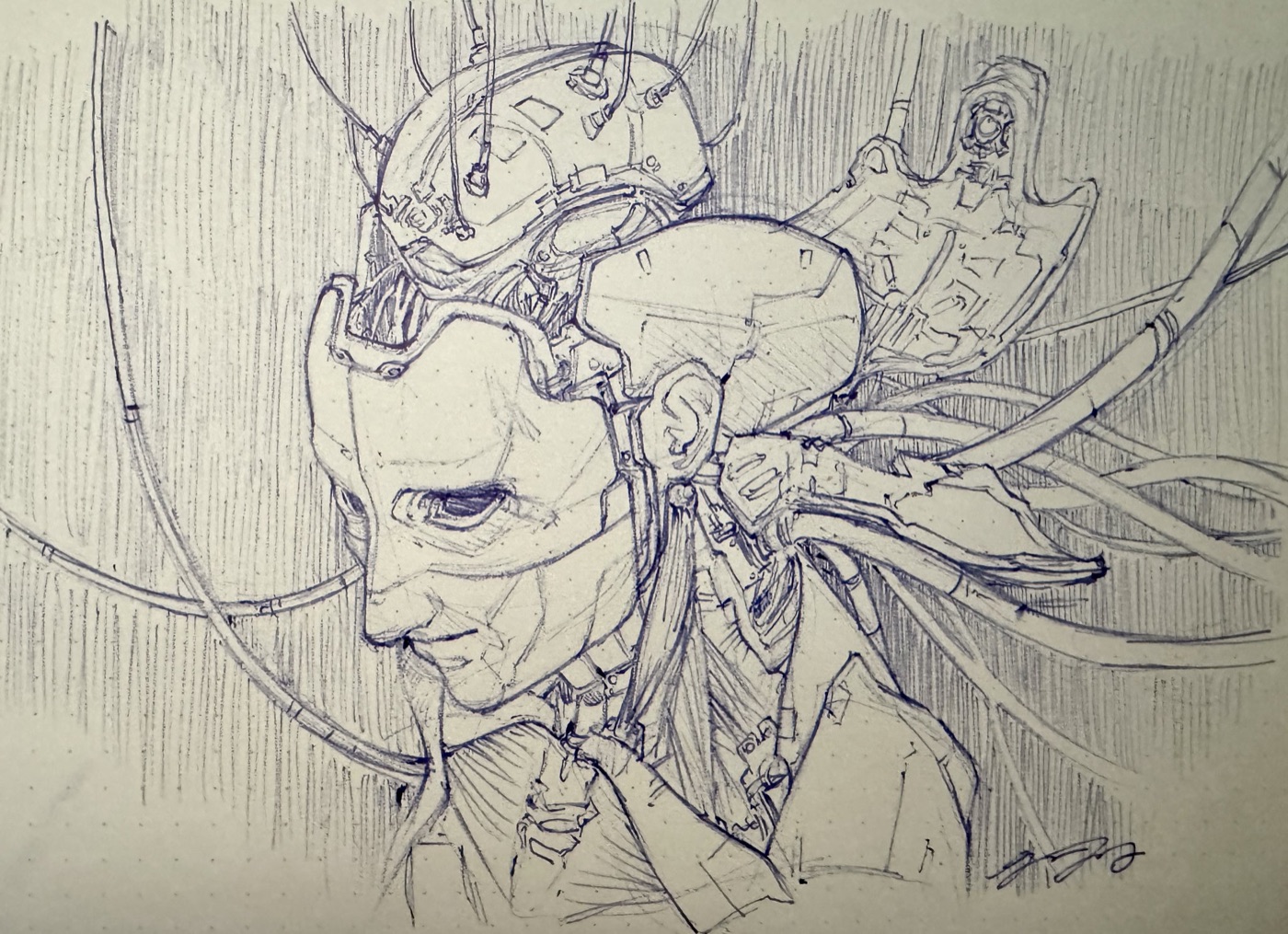 A painted study of a character from Ghost in the Shell